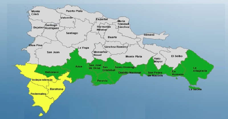 COE coloca 13 provincias en alerta verde y amarilla por vaguada y baja presión